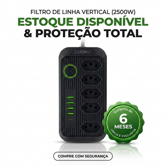 Extensão Elétrica Inteligente 2m com USB e USB-C | Proteção e Praticidade para Sua Casa