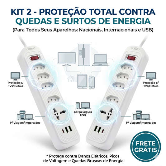 Par de Tomadas Inteligentes Bivolt - Proteção Total contra Quedas de Energia (Kit Especial)